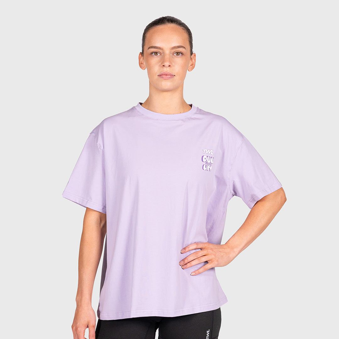 TWL - WOMEN'S OVERSIZED BOYFRIEND T-SHIRT - RUN MOVE LIFT - PURPLE