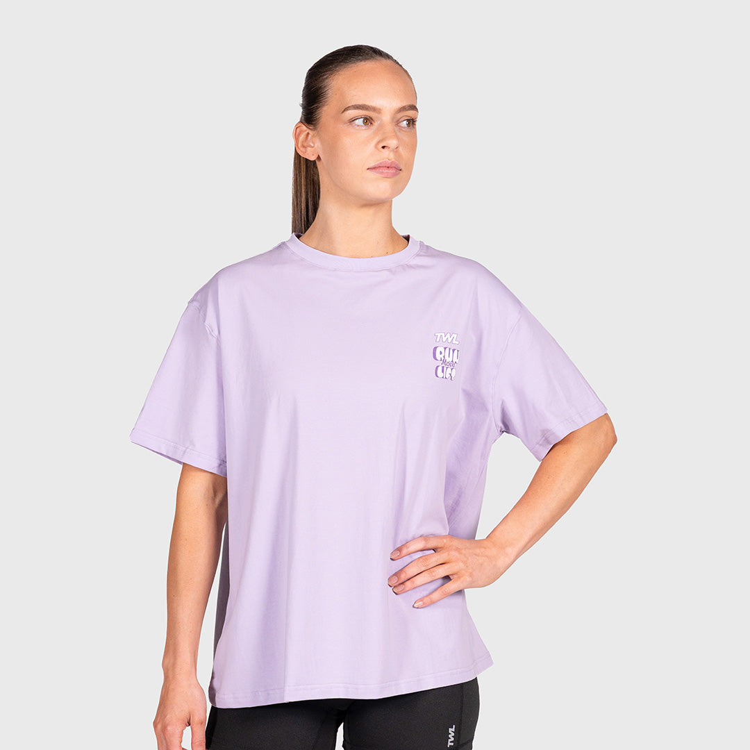 TWL - WOMEN'S OVERSIZED BOYFRIEND T-SHIRT - RUN MOVE LIFT - PURPLE