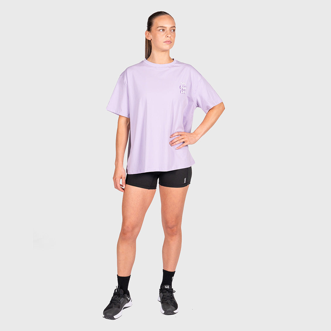 TWL - WOMEN'S OVERSIZED BOYFRIEND T-SHIRT - RUN MOVE LIFT - PURPLE
