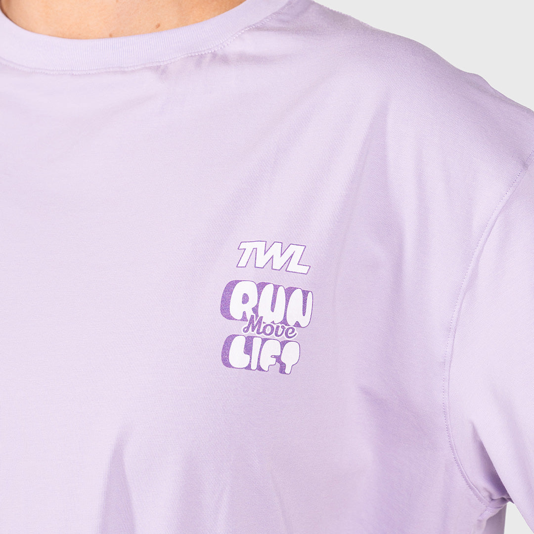 TWL - WOMEN'S OVERSIZED BOYFRIEND T-SHIRT - RUN MOVE LIFT - PURPLE