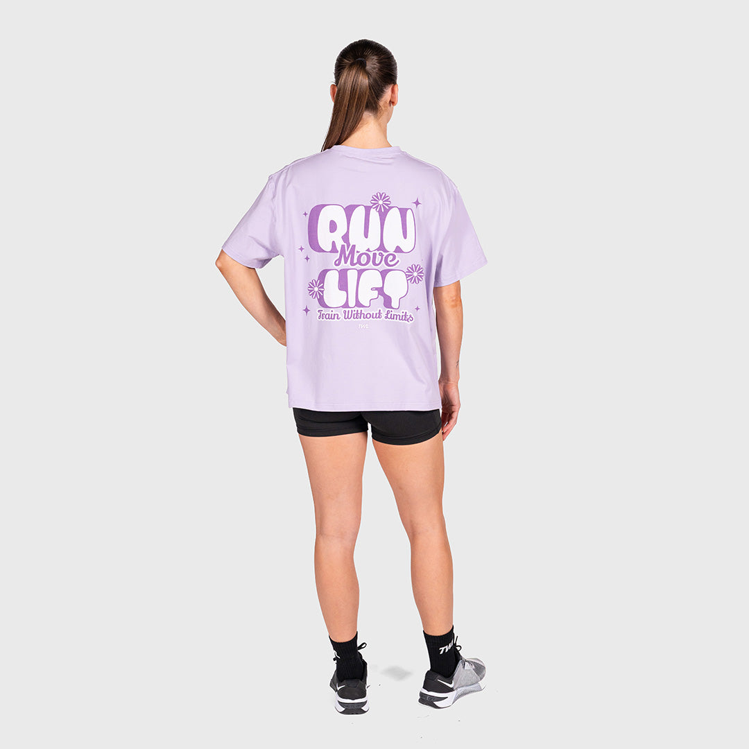 TWL - WOMEN'S OVERSIZED BOYFRIEND T-SHIRT - RUN MOVE LIFT - PURPLE