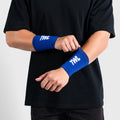 TWL - KNITTED WRIST BANDS 5.5" - PAIR - COBALT/WHITE