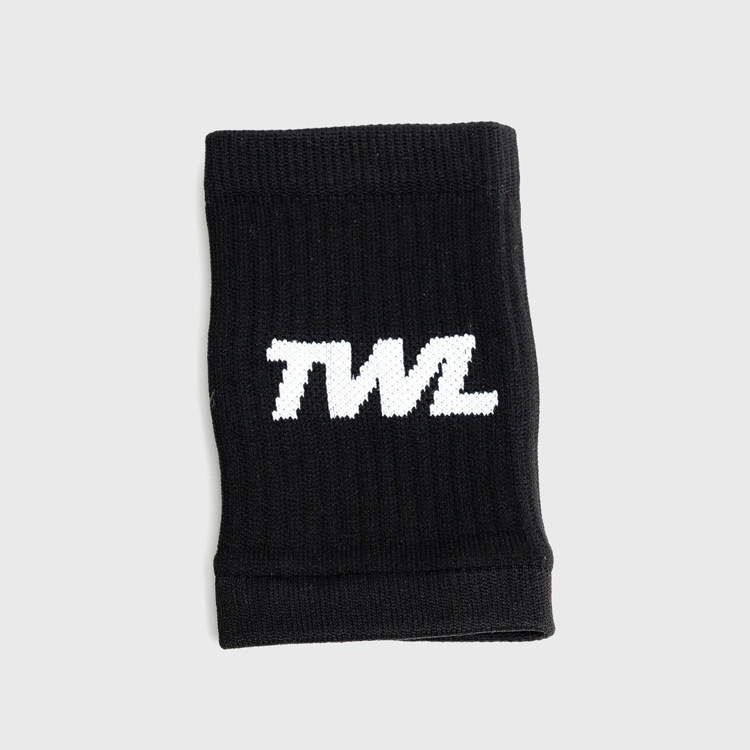 TWL - KNITTED WRIST BANDS 5" - PAIR - BLACK/WHITE