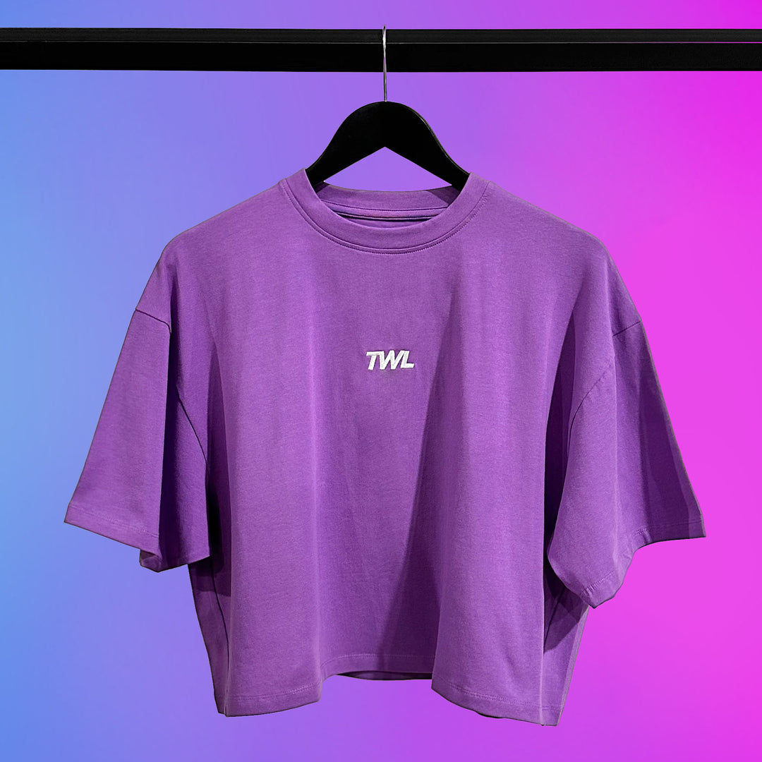 TWL - WOMEN'S OVERSIZED CROPPED T-SHIRT - IRIS/WHITE