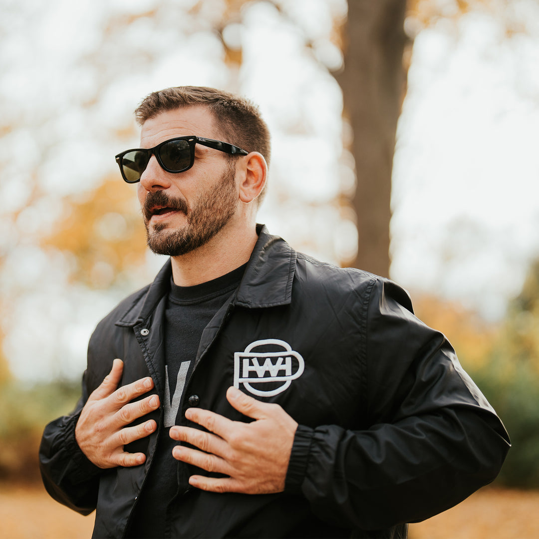 HWPO - BARBELL CLUB COACH JACKET - FADED BLACK