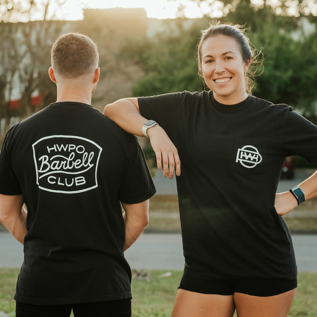 HWPO - BARBELL CLUB POCKET TEE - FADED BLACK