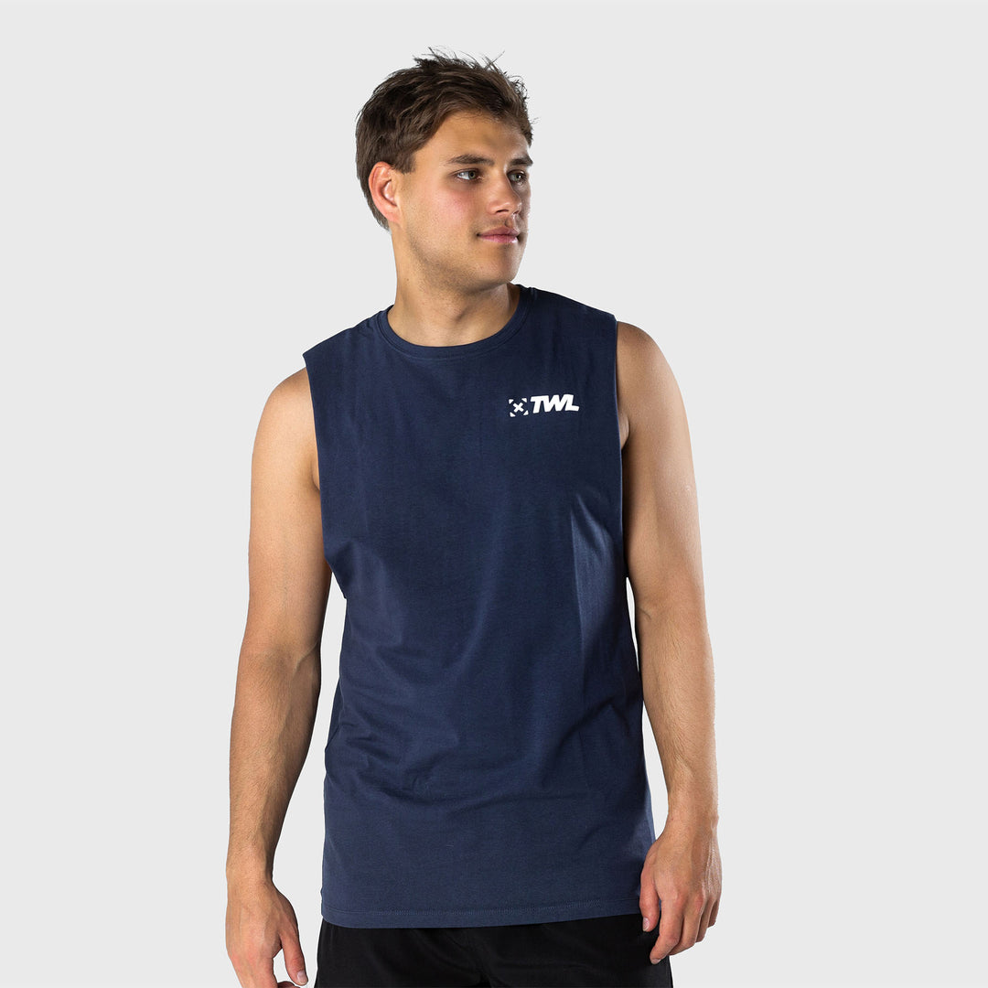 TWL - MEN'S EVERYDAY MUSCLE TANK - SL - INDIGO/WHITE