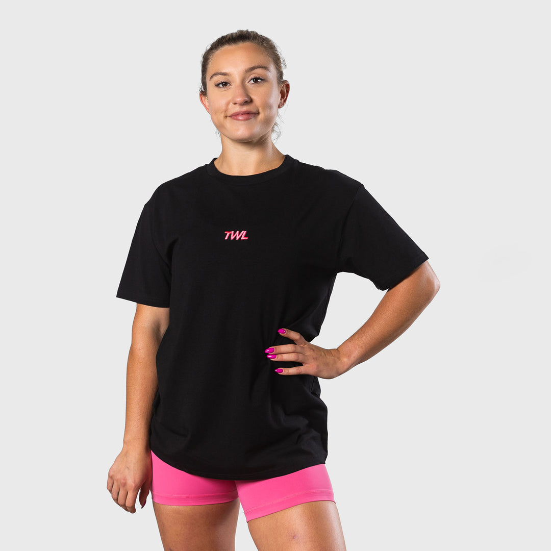 TWL - OVERSIZED T-SHIRT - BLACK/FLAMINGO