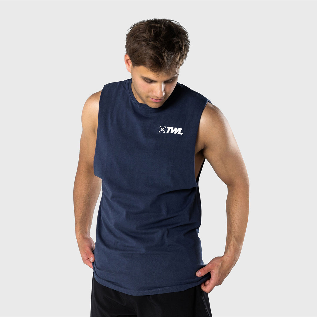 TWL - MEN'S EVERYDAY MUSCLE TANK - SL - INDIGO/WHITE