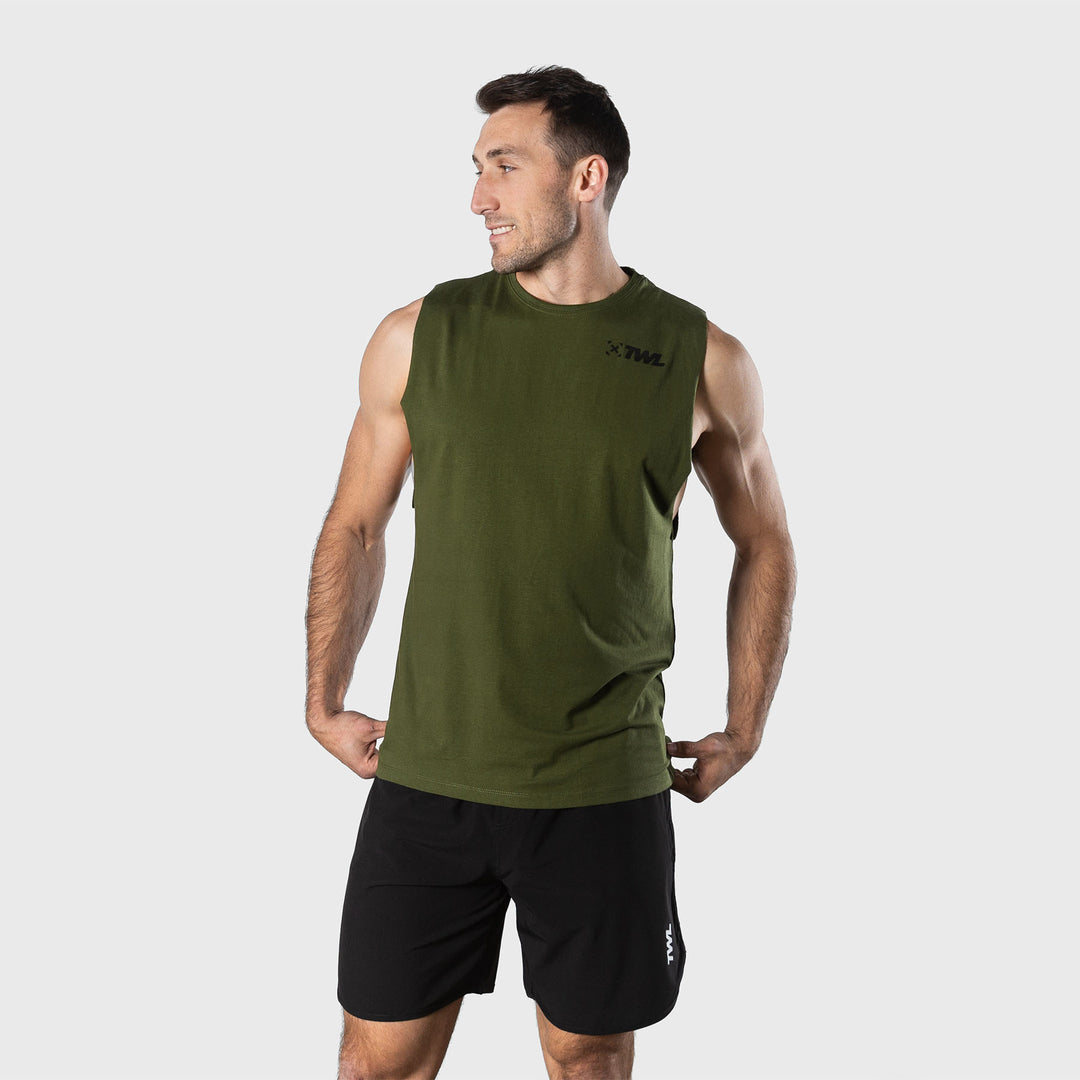 TWL - MEN'S EVERYDAY MUSCLE TANK 2.0 SL - DARK KHAKI/BLACK