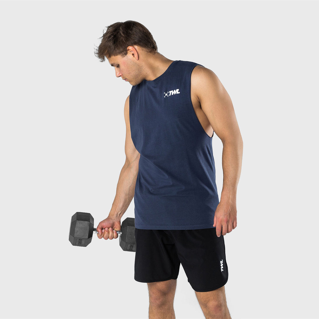 TWL - MEN'S EVERYDAY MUSCLE TANK - SL - INDIGO/WHITE
