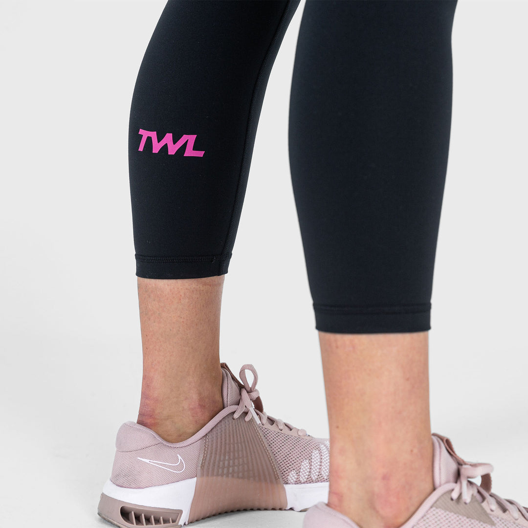 TWL - WOMEN'S ENERGY HIGH WAISTED 7/8 TIGHTS - BLACK/ RASPBERRY