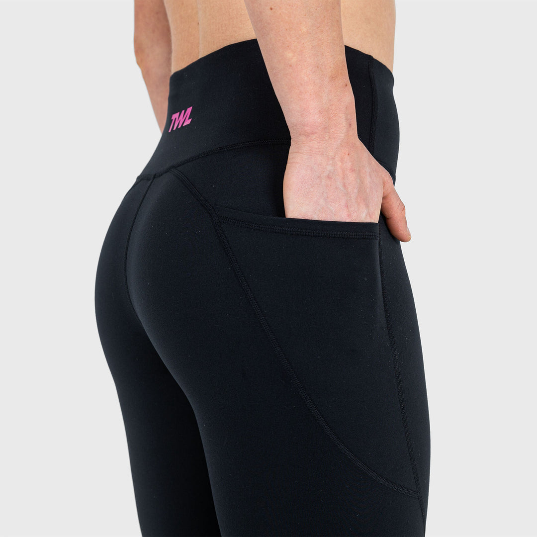 TWL - WOMEN'S ENERGY HIGH WAISTED 7/8 TIGHTS - BLACK/ RASPBERRY