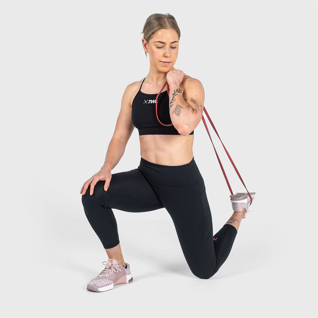 TWL - WOMEN'S ENERGY HIGH WAISTED 7/8 TIGHTS - BLACK/ RASPBERRY