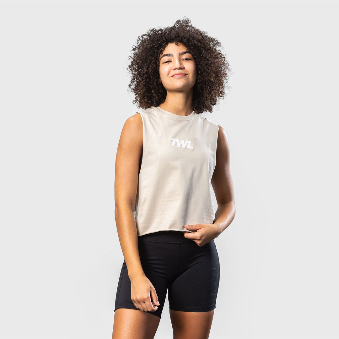 TWL - WOMEN'S SLASH CROP - LINEN/WHITE