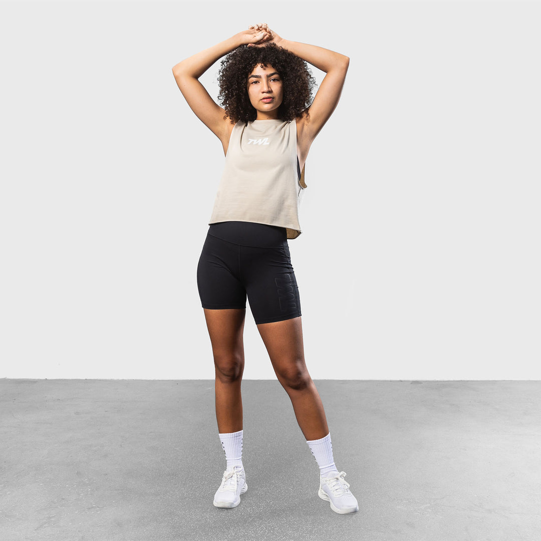 TWL - WOMEN'S SLASH CROP - LINEN/WHITE