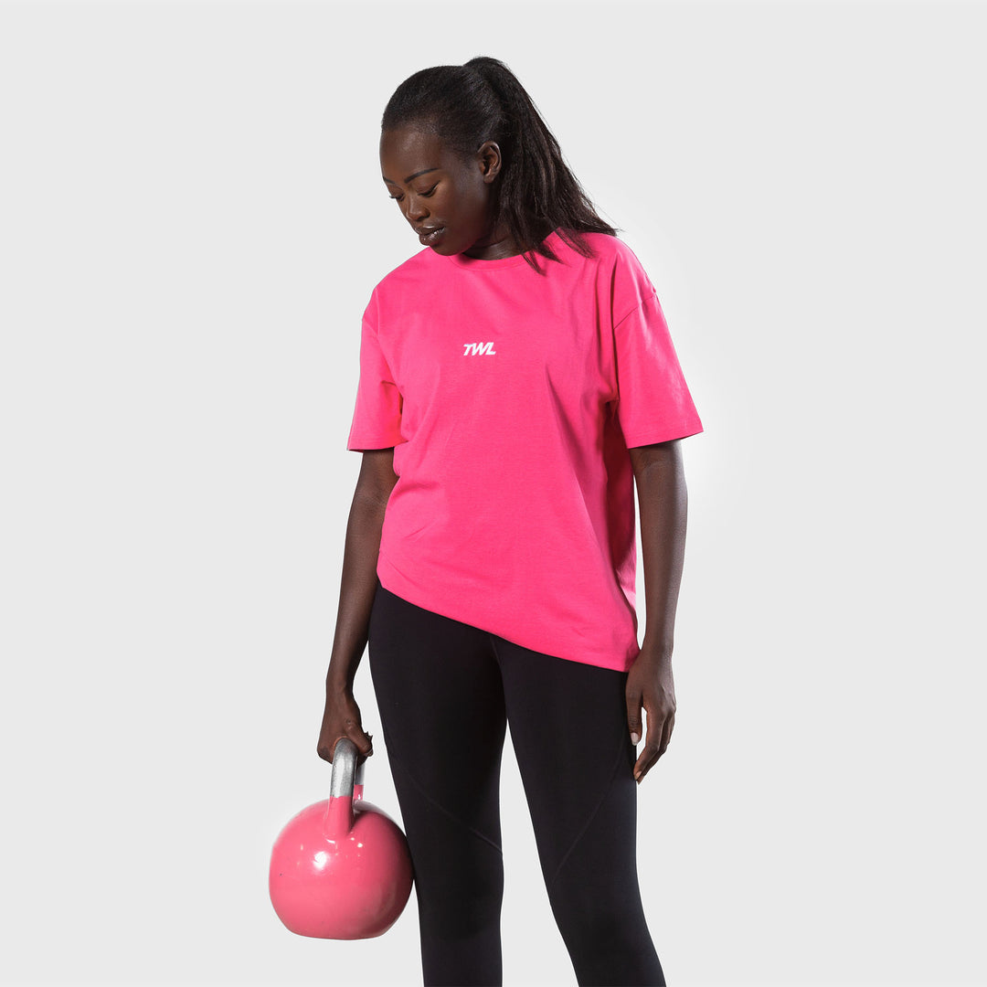 TWL - OVERSIZED T-SHIRT - FLAMINGO/WHITE