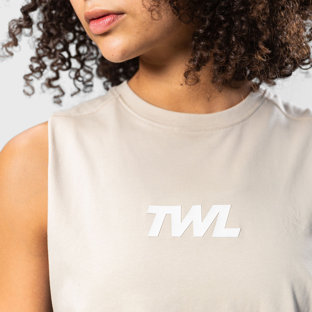 TWL - WOMEN'S SLASH CROP - LINEN/WHITE