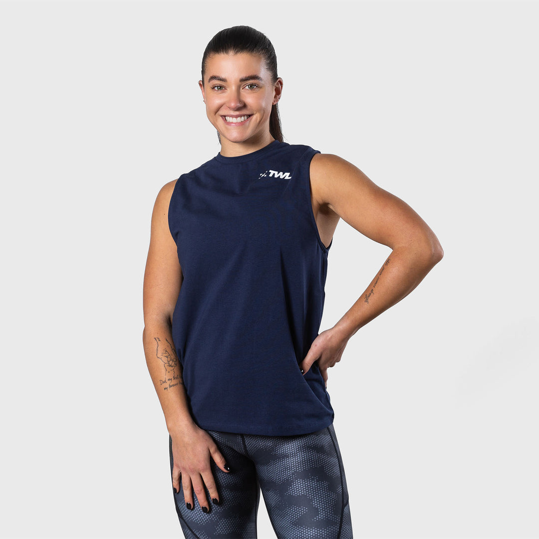 TWL - WOMEN'S EVERYDAY MUSCLE TANK SL - INDIGO/WHITE