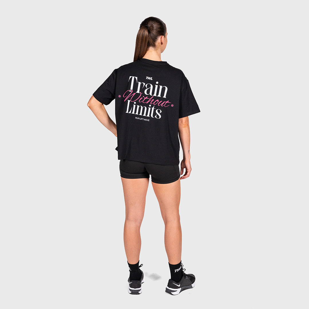 TWL - WOMEN'S OVERSIZED BOYFRIEND T-SHIRT - TRAIN WITHOUT LIMITS - BLACK