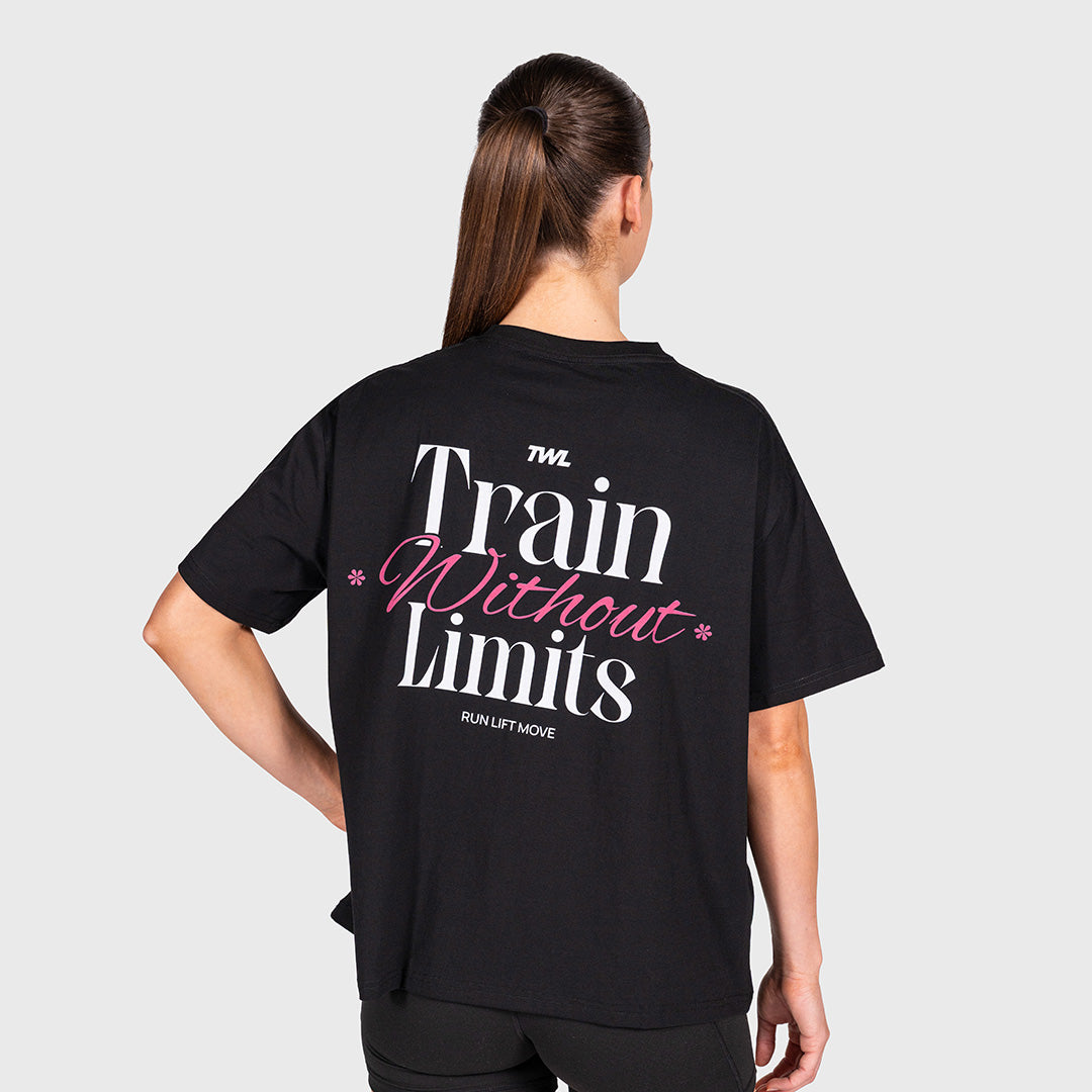TWL - WOMEN'S OVERSIZED BOYFRIEND T-SHIRT - TRAIN WITHOUT LIMITS - BLACK