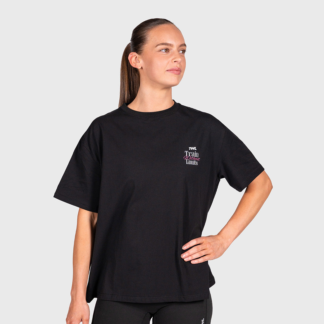 TWL - WOMEN'S OVERSIZED BOYFRIEND T-SHIRT - TRAIN WITHOUT LIMITS - BLACK