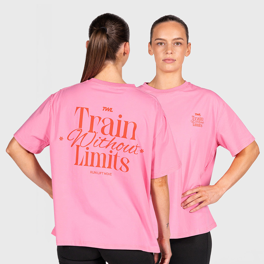 TWL - WOMEN'S OVERSIZED BOYFRIEND T-SHIRT - TRAIN WITHOUT LIMITS - PINK