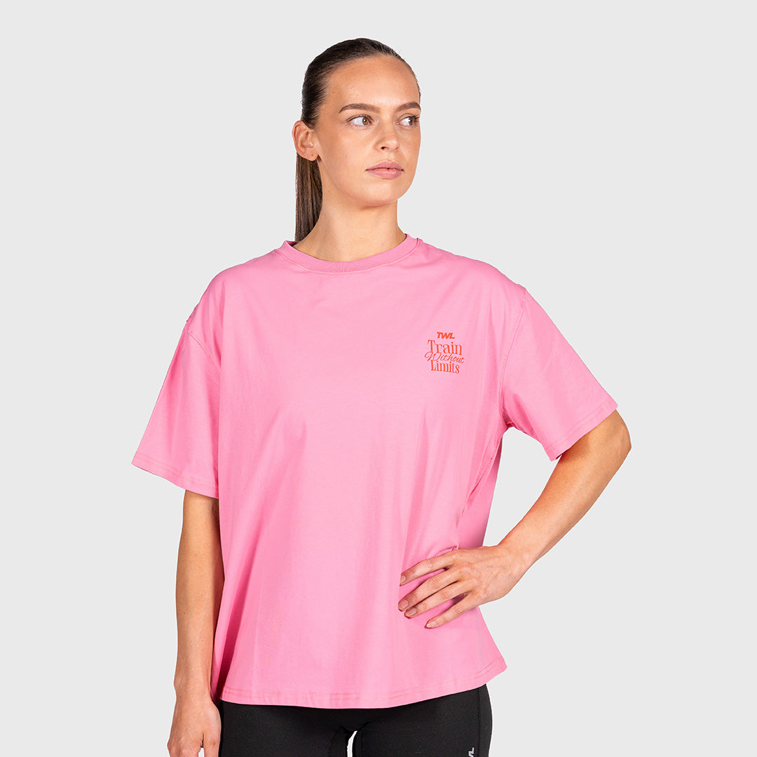 TWL - WOMEN'S OVERSIZED BOYFRIEND T-SHIRT - TRAIN WITHOUT LIMITS - PINK