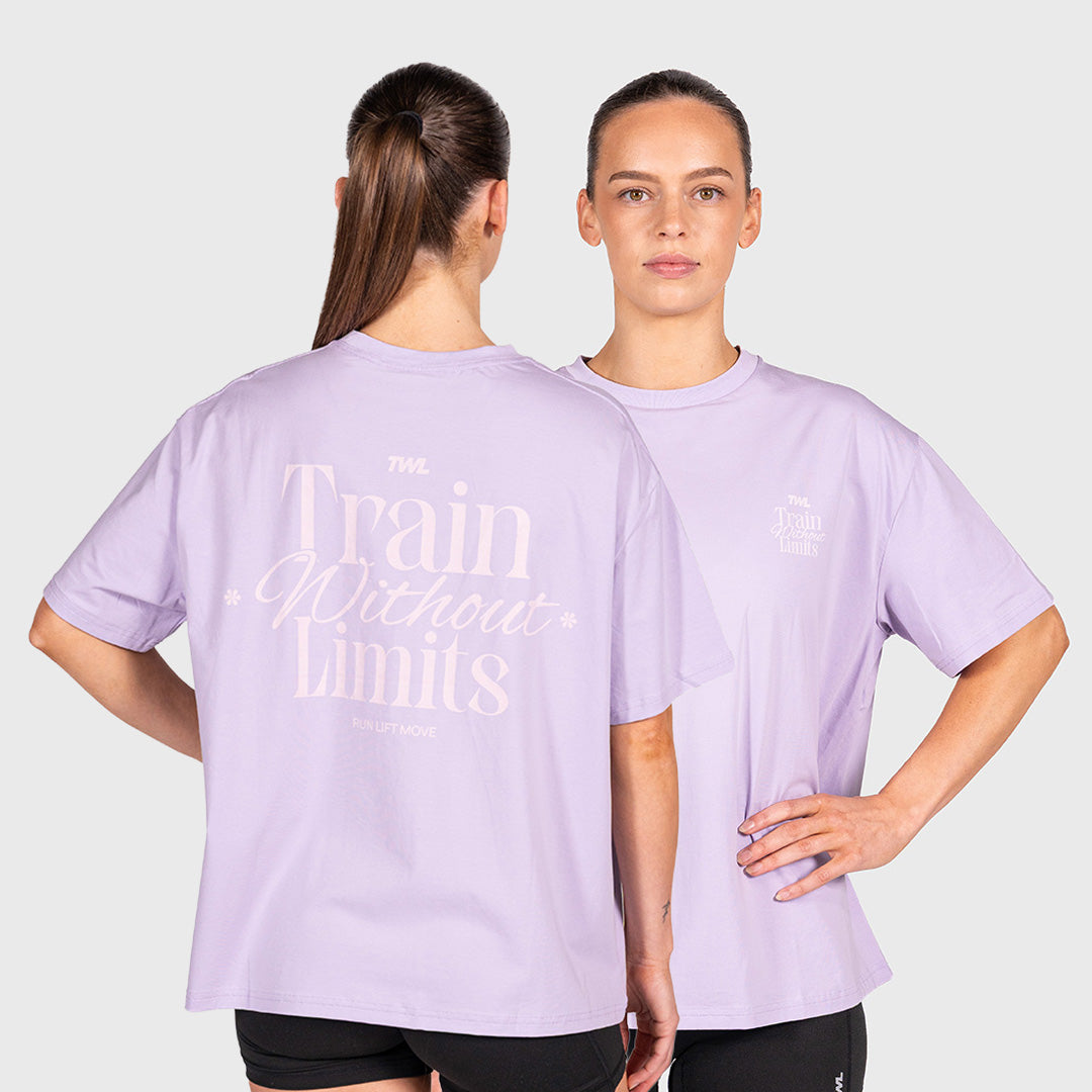 TWL - WOMEN'S OVERSIZED BOYFRIEND T-SHIRT - TRAIN WITHOUT LIMITS - PURPLE