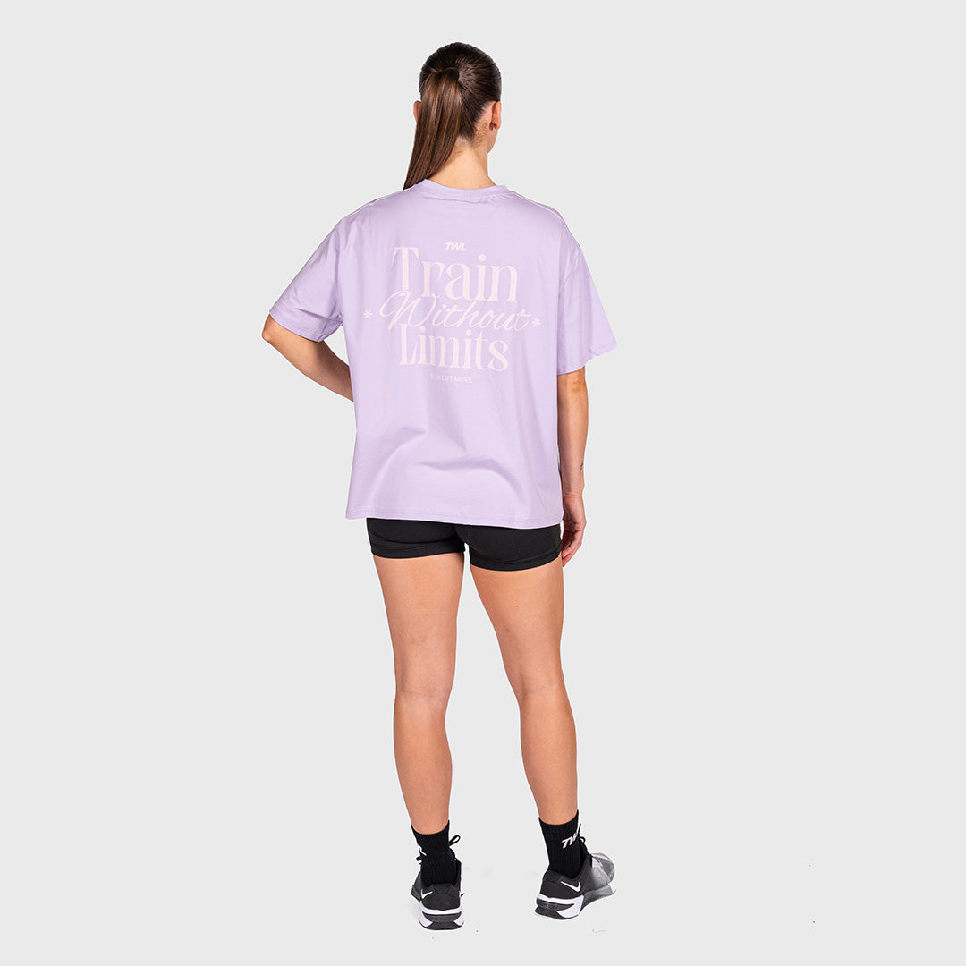 TWL - WOMEN'S OVERSIZED BOYFRIEND T-SHIRT - TRAIN WITHOUT LIMITS - PURPLE