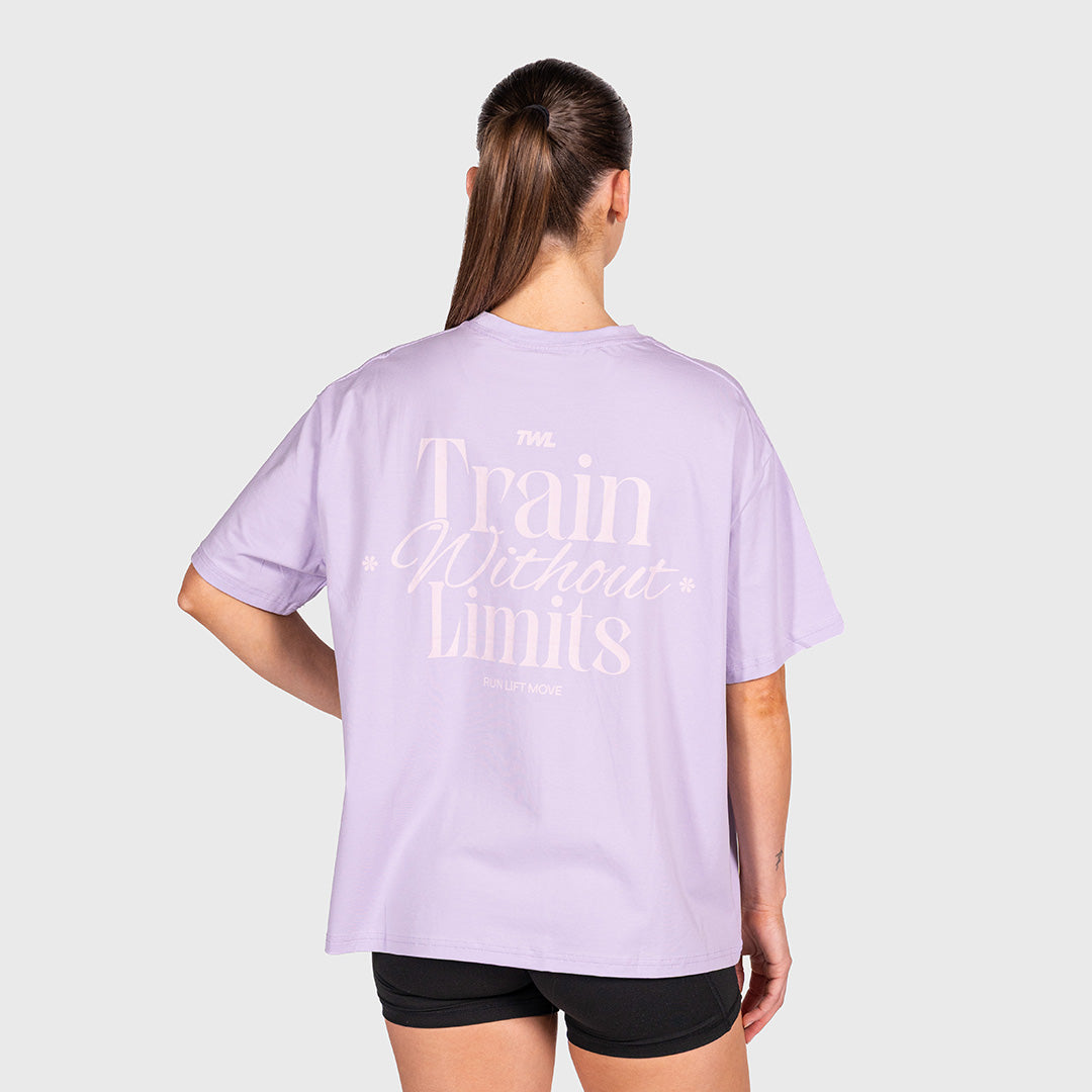 TWL - WOMEN'S OVERSIZED BOYFRIEND T-SHIRT - TRAIN WITHOUT LIMITS - PURPLE