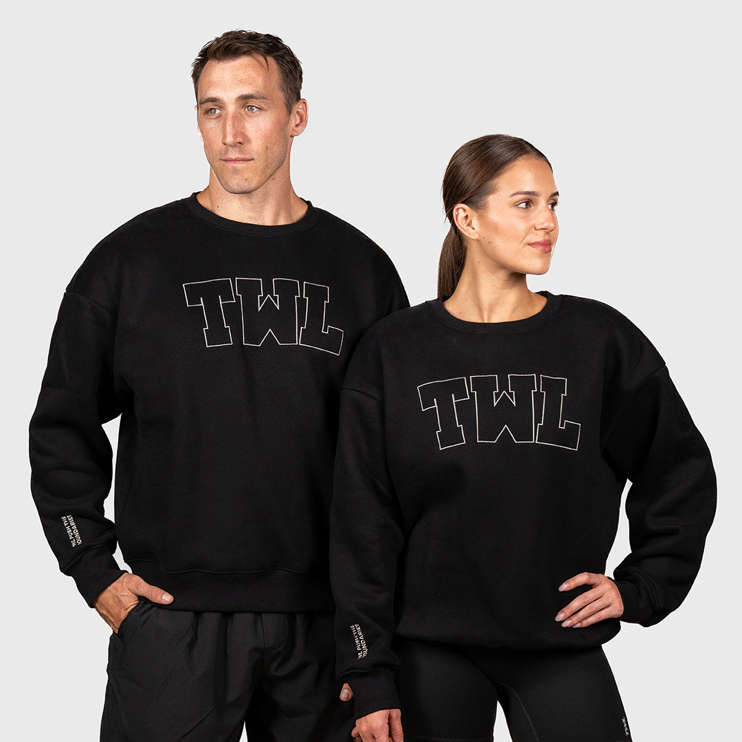 TWL Ascend Sweater Sweatshirt Crewneck Black - front view on models
