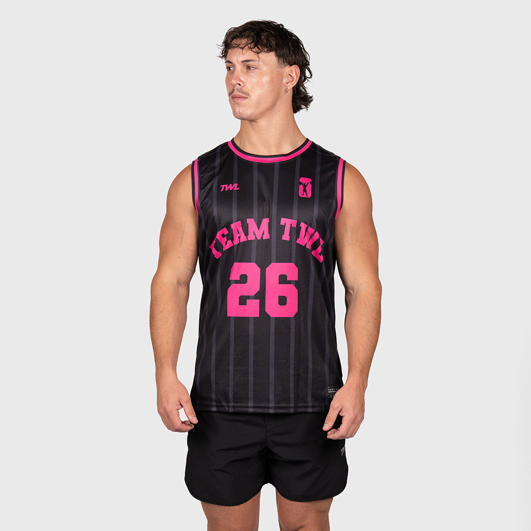 TWL - BASKETBALL JERSEY - BLACK/FLAMINGO