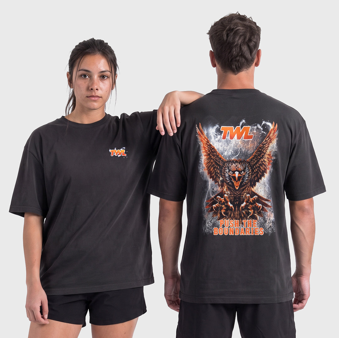 TWL Bootleg Eagle oversized t-shirt in faded black – product photo