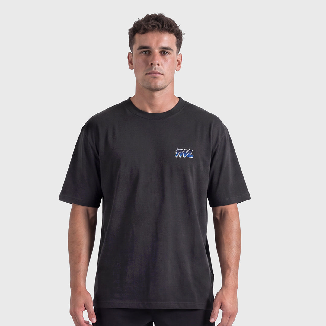 TWL - LIFESTYLE OVERSIZED T-SHIRT - BOOTLEG - PANTHER - FADED BLACK