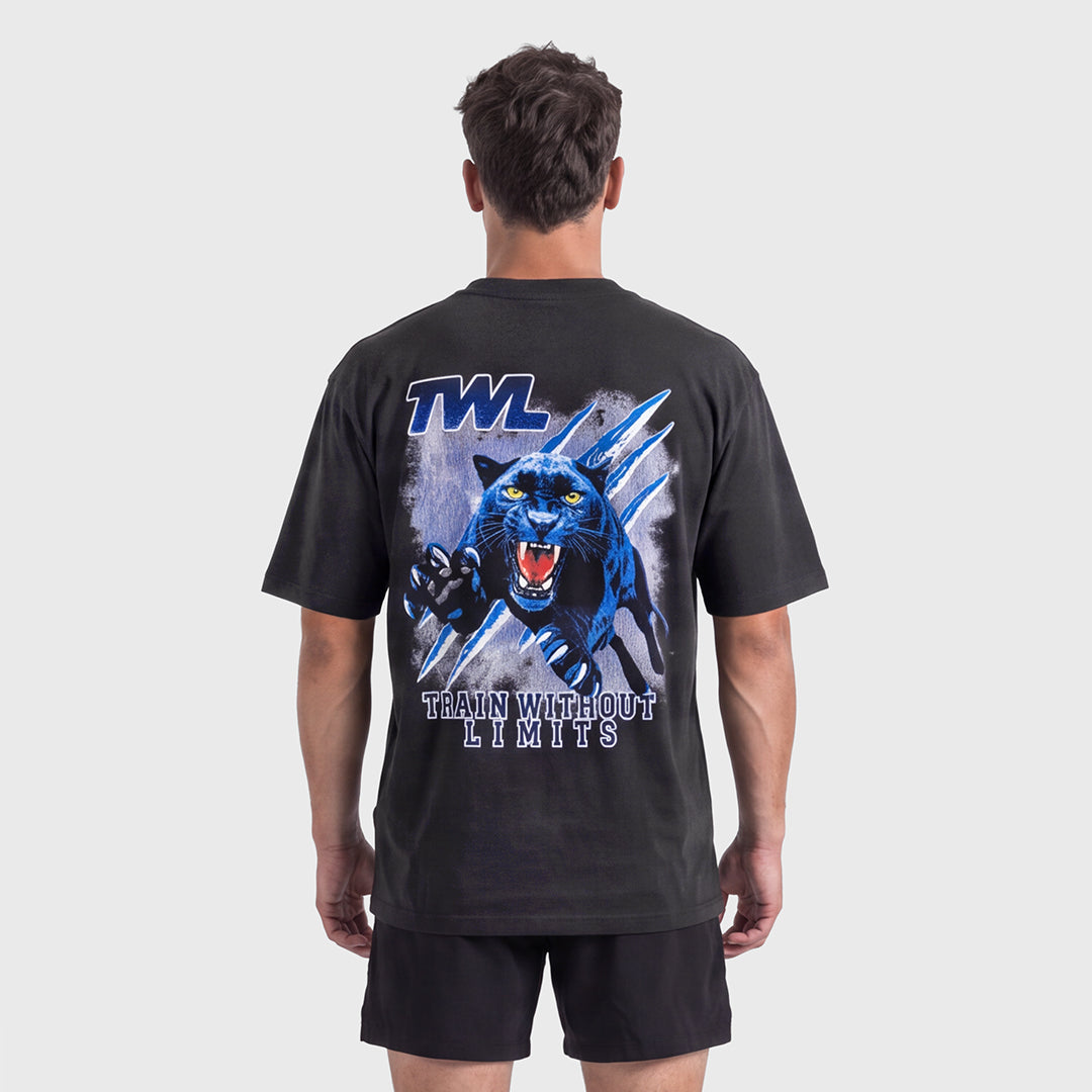 TWL - LIFESTYLE OVERSIZED T-SHIRT - BOOTLEG - PANTHER - FADED BLACK