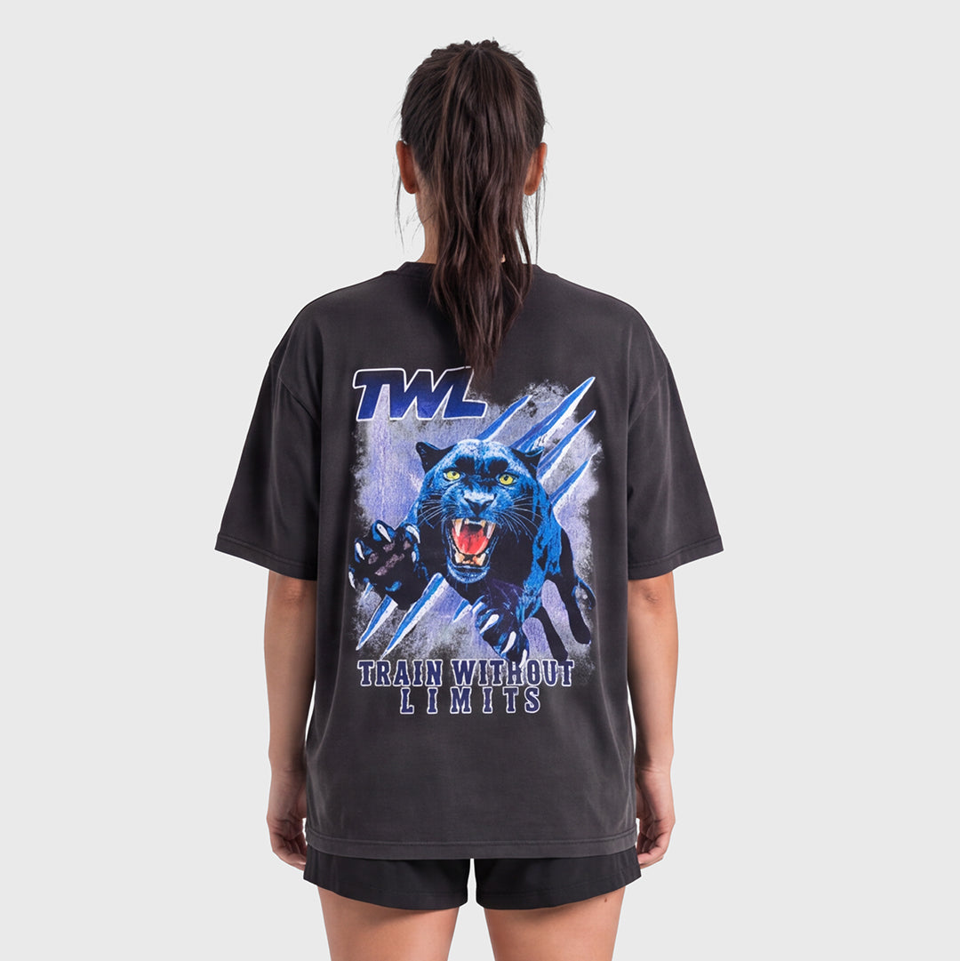 TWL - LIFESTYLE OVERSIZED T-SHIRT - BOOTLEG - PANTHER - FADED BLACK
