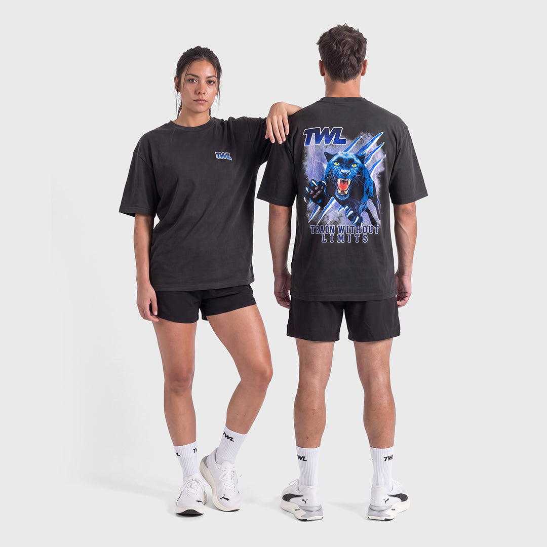 TWL - LIFESTYLE OVERSIZED T-SHIRT - BOOTLEG - PANTHER - FADED BLACK