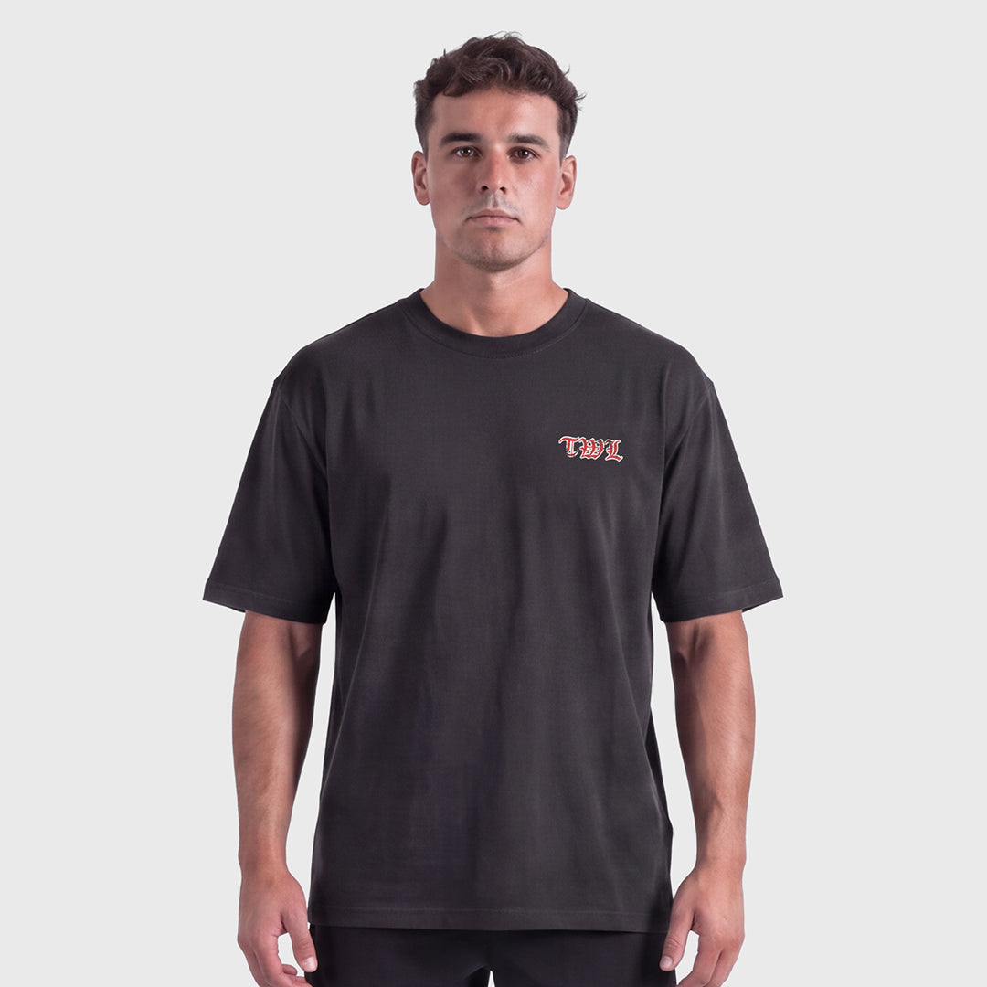 TWL - LIFESTYLE OVERSIZED T-SHIRT - BOOTLEG - SNAKE - FADED BLACK/RED