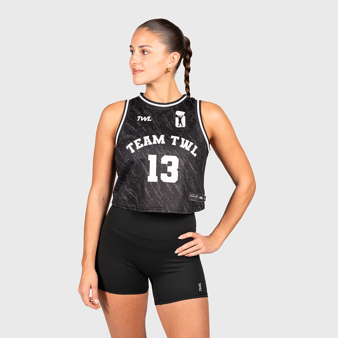 TWL - CROPPED BASKETBALL JERSEY  - BLACK/WHITE
