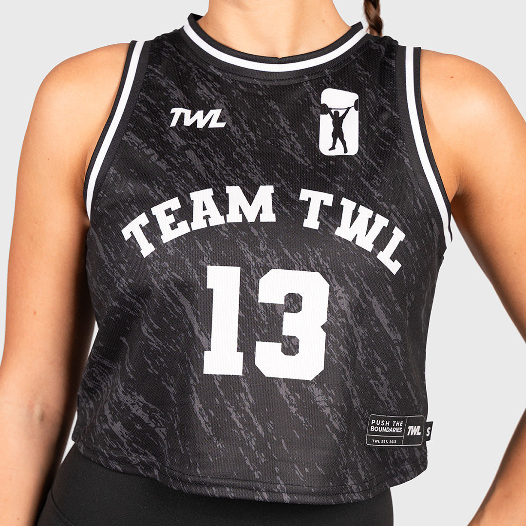 TWL - CROPPED BASKETBALL JERSEY  - BLACK/WHITE