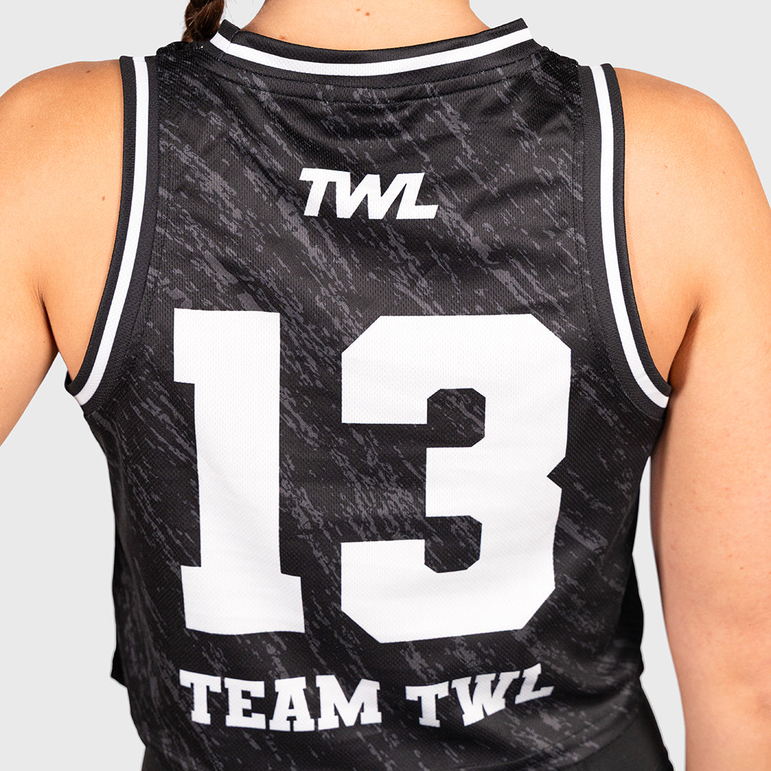 TWL - CROPPED BASKETBALL JERSEY  - BLACK/WHITE