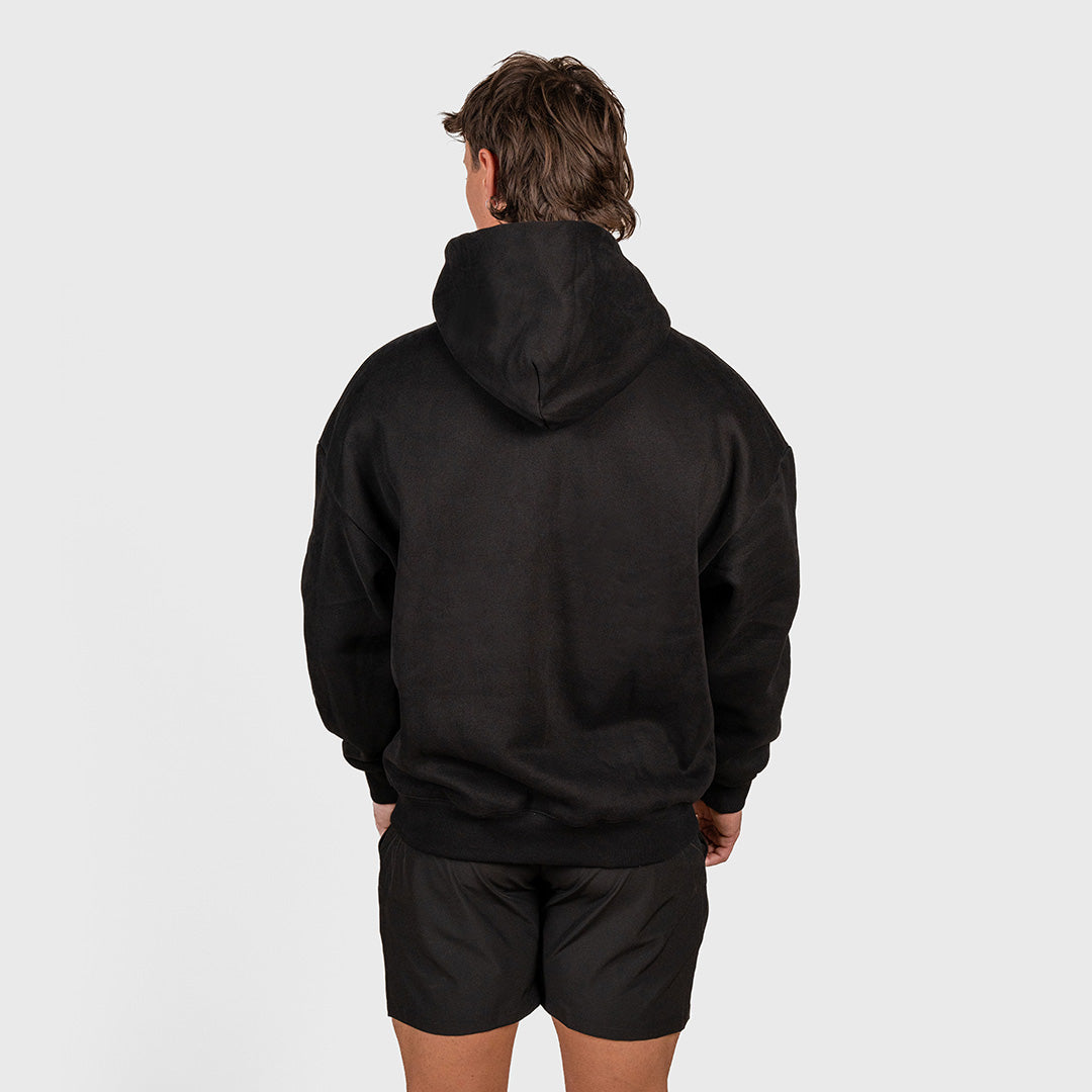 TWL Ascend Hoodie black – oversized fleece hoodie - back hood detail