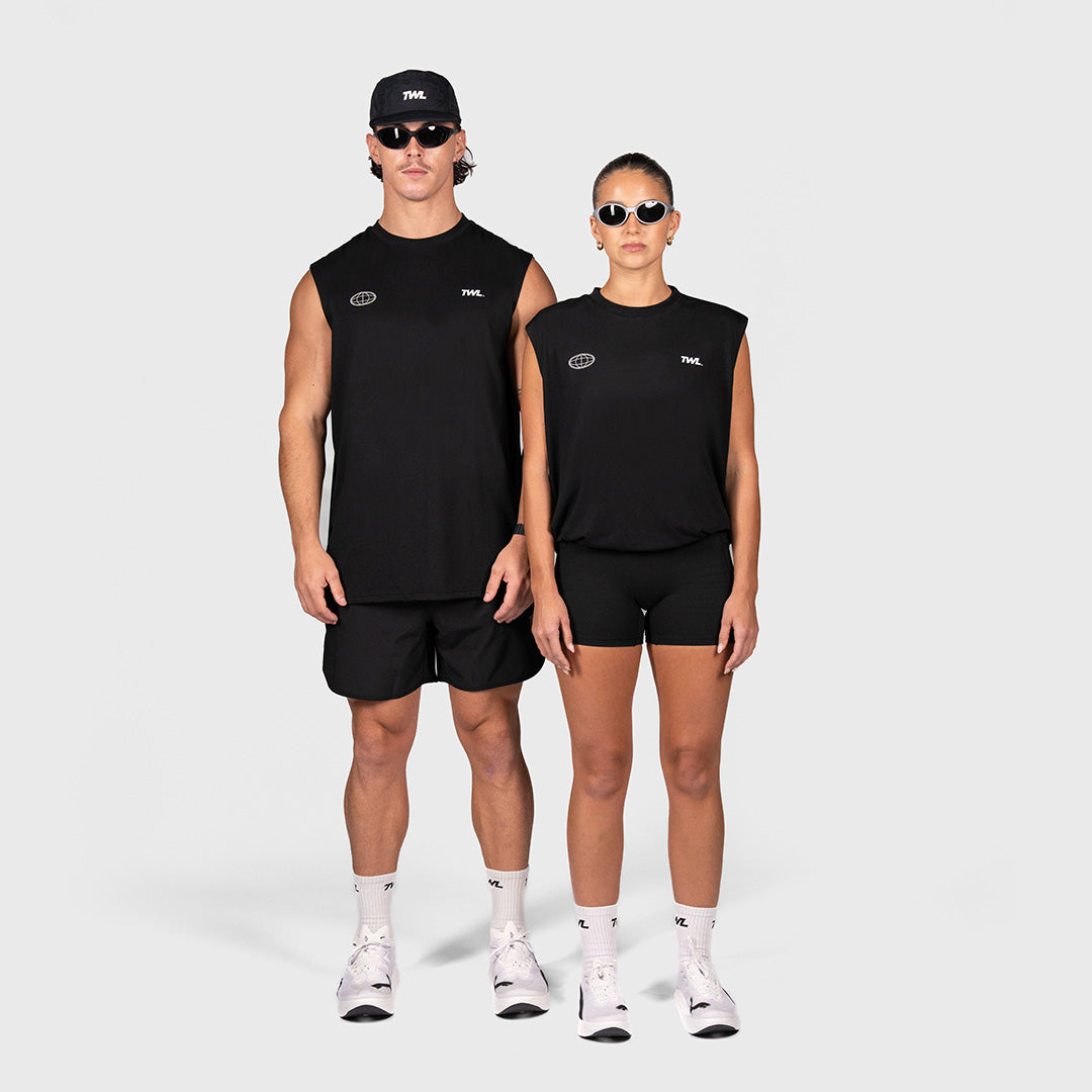TWL - OVERSIZED HALOFLEX MUSCLE TANK - HYBRID DIVISION - BLACK