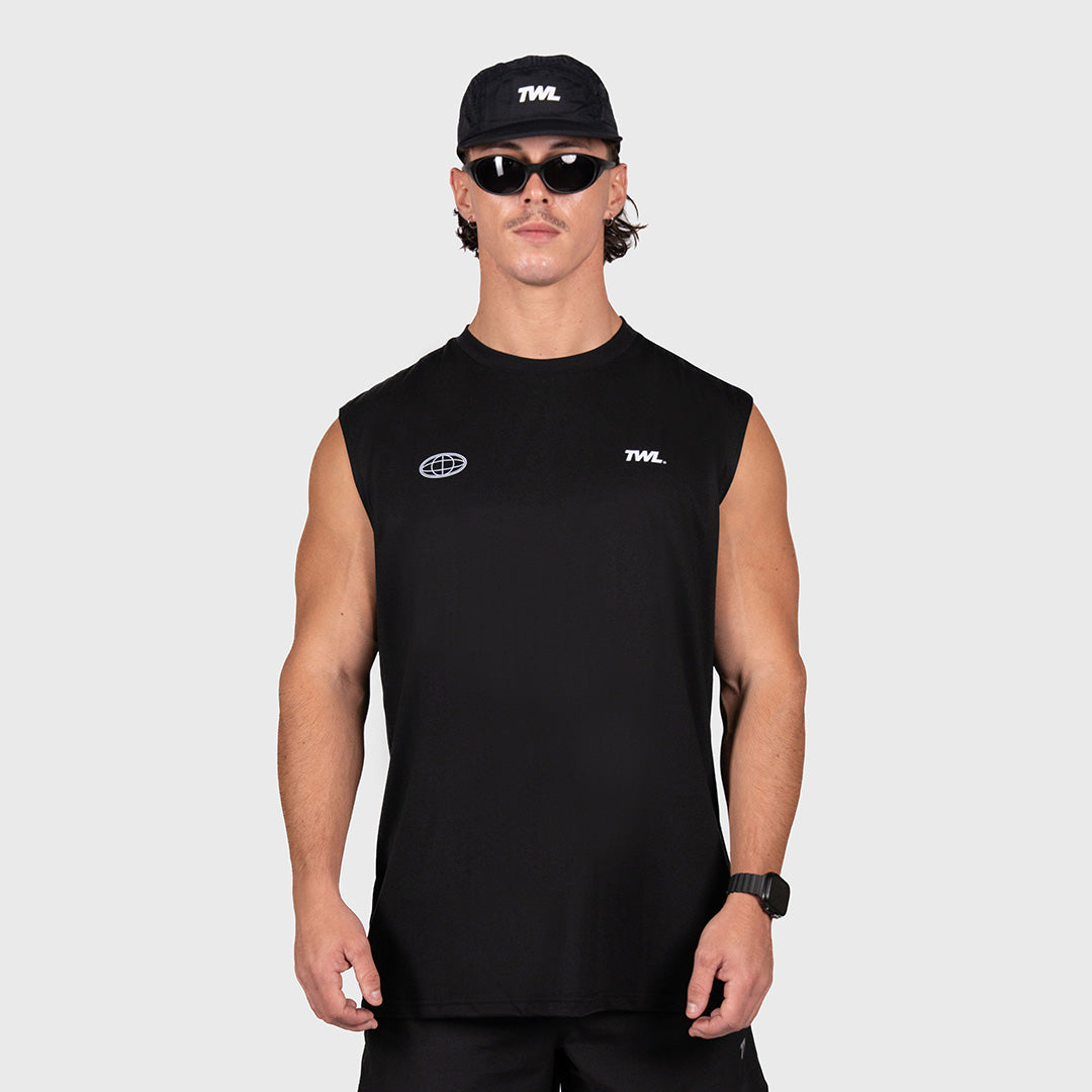TWL - OVERSIZED HALOFLEX MUSCLE TANK - HYBRID DIVISION - BLACK