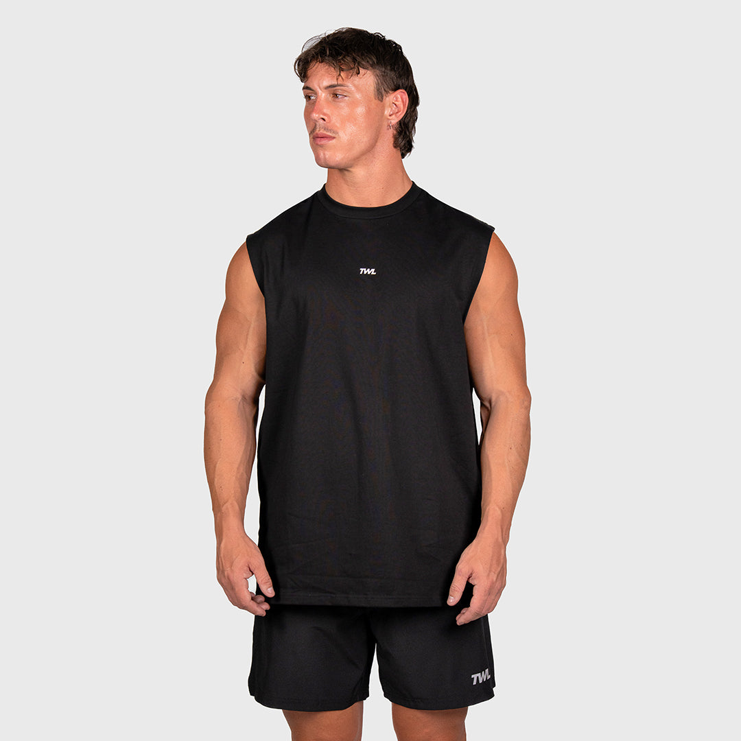 TWL - LIFESTYLE OVERSIZED MUSCLE TANK - BLACK/WHITE