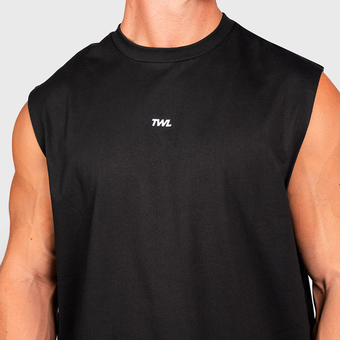 TWL - LIFESTYLE OVERSIZED MUSCLE TANK - BLACK/WHITE
