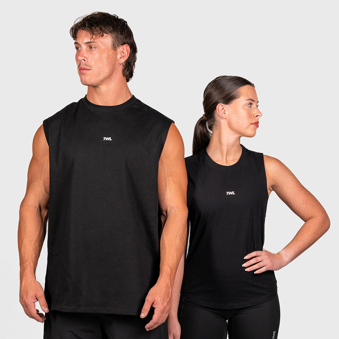 TWL - LIFESTYLE OVERSIZED MUSCLE TANK - BLACK/WHITE