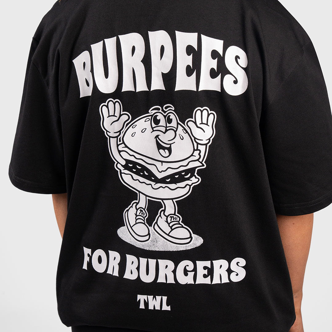 TWL - LIFESTYLE OVERSIZED T-SHIRT - BURPEES FOR BURGERS - BLACK