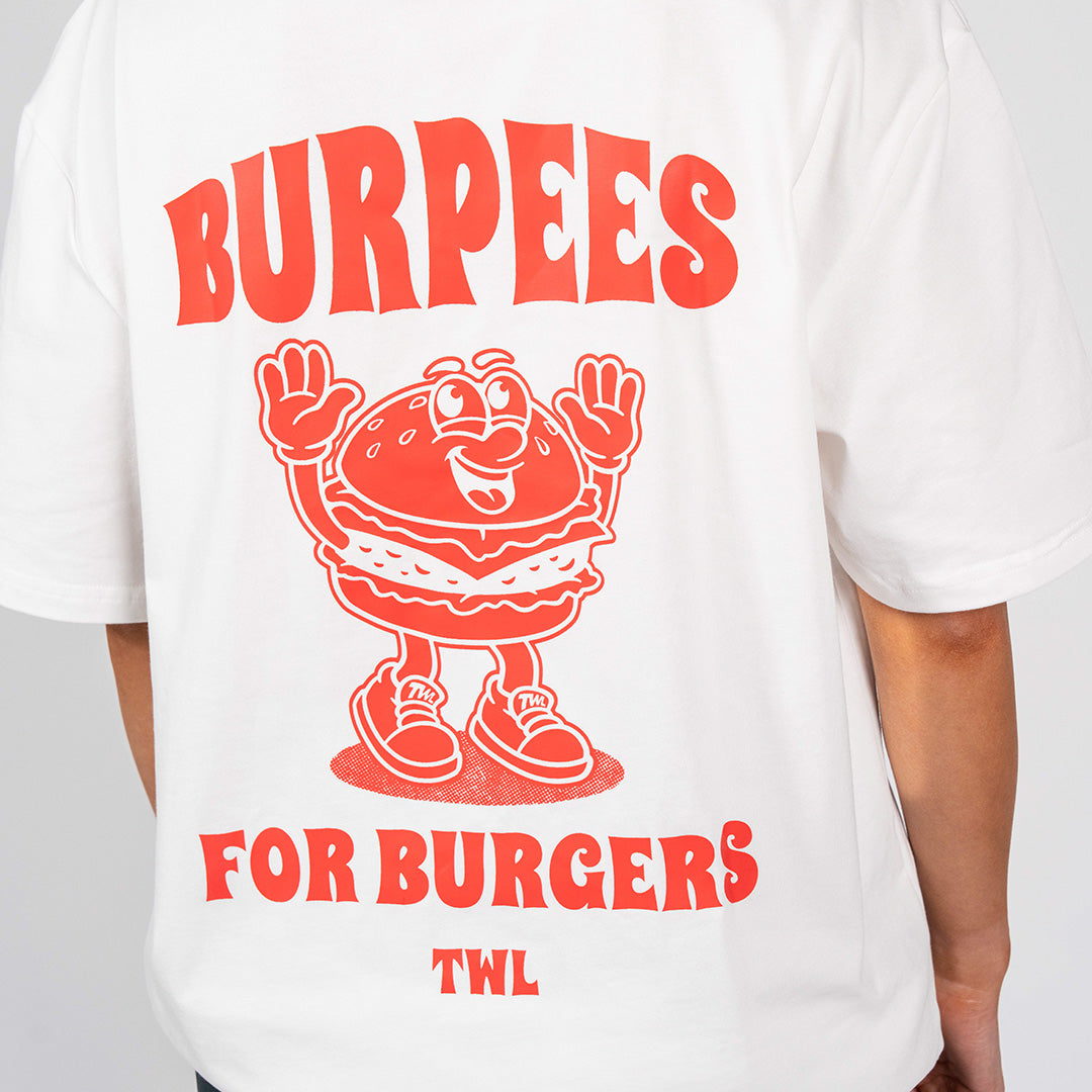 TWL - LIFESTYLE OVERSIZED T-SHIRT - BURPEES FOR BURGERS - WHITE
